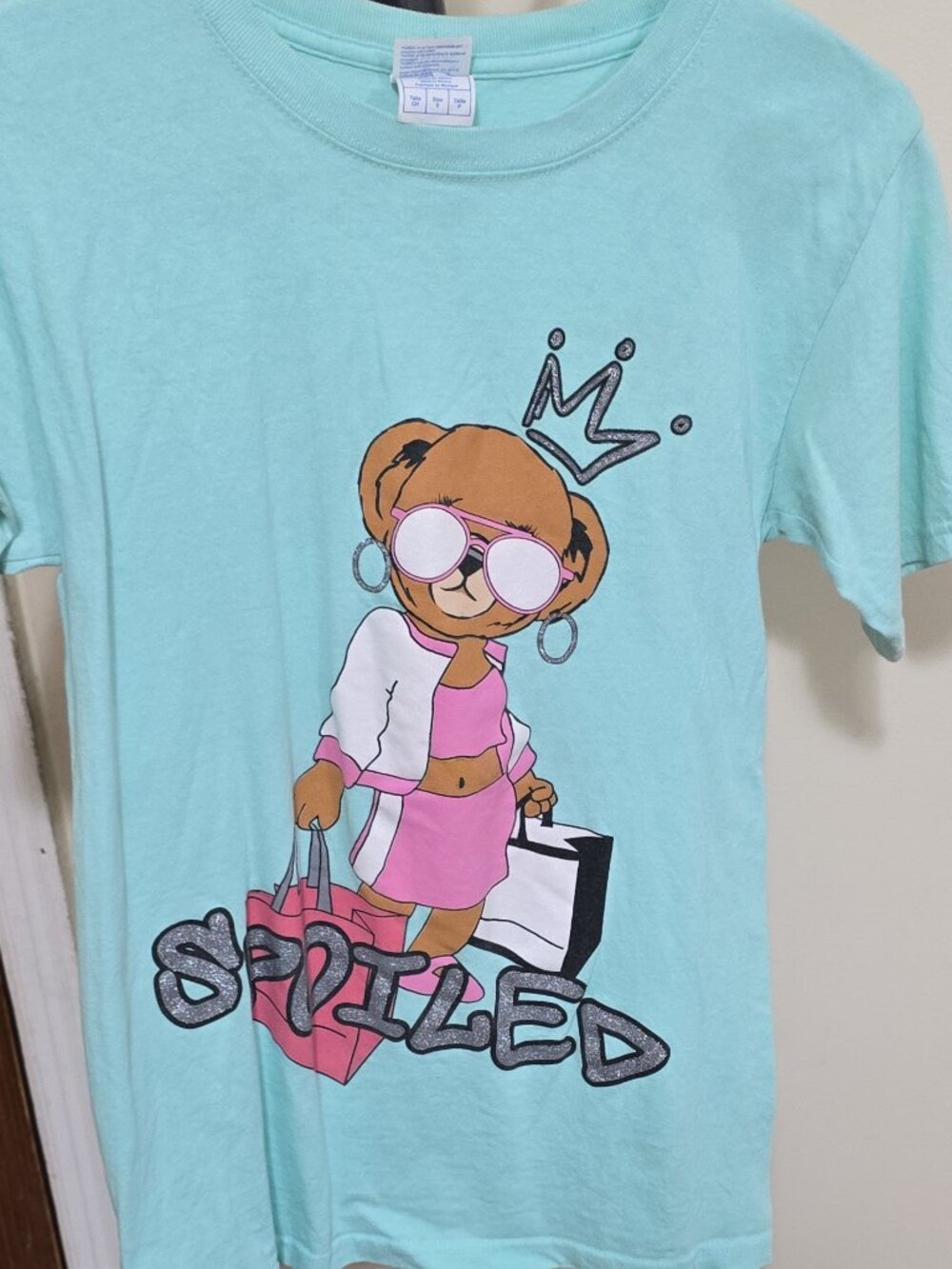 Spoiled" Diva Bear Aqua Blue Graphic T-Shirt